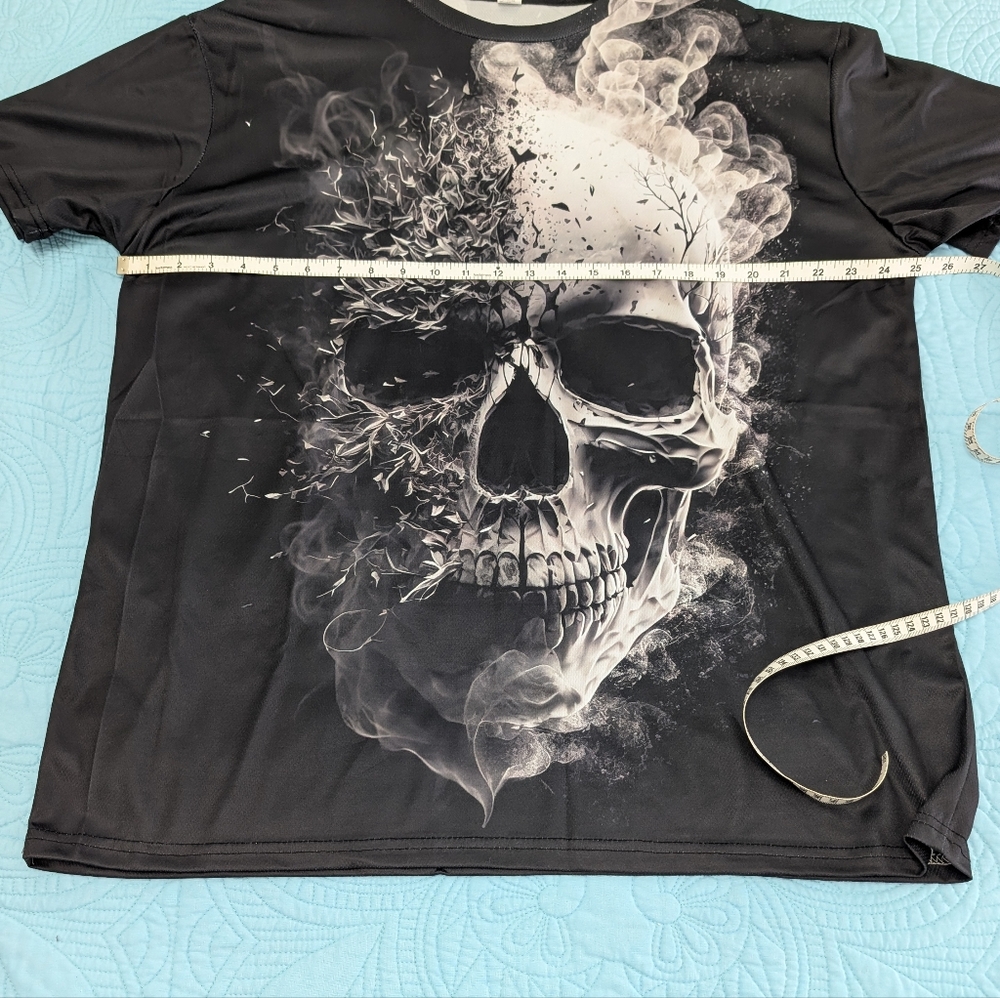 Men's XXL Skull Graphic Short Sleeve Shirt Black 2XL - Picture 7 of 10